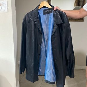 Men genuine leather coat XXL